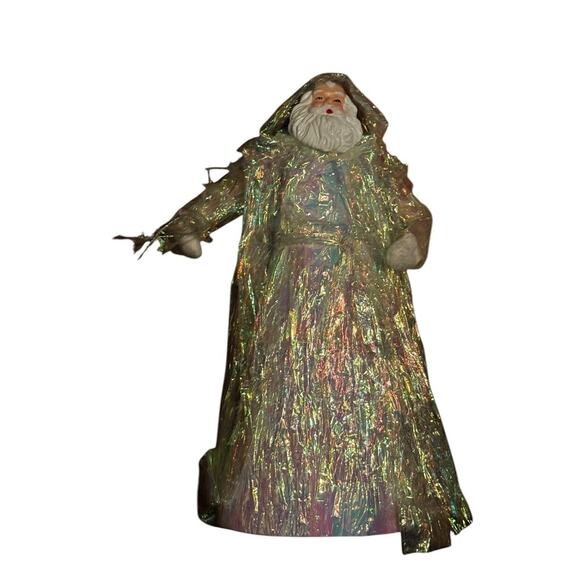 Silvestri Santa Tree Topper VTG Handcrafted Crinkled Iridescent St Nicolas Xmas - Picture 1 of 8